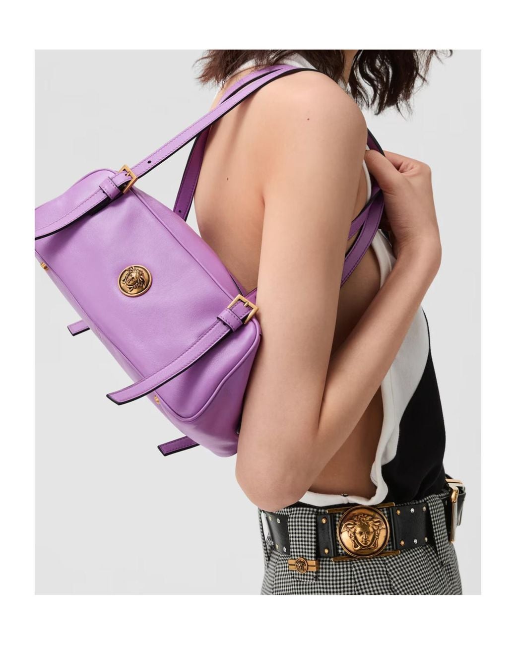 Versace Purple Emblème Bowling Bag