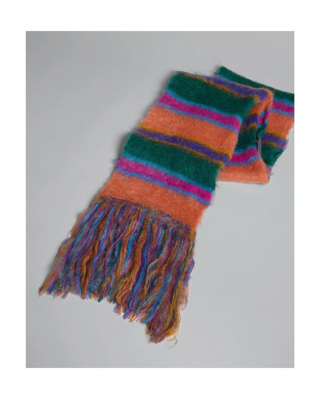 Marni Red Fringed Striped Scarf for men