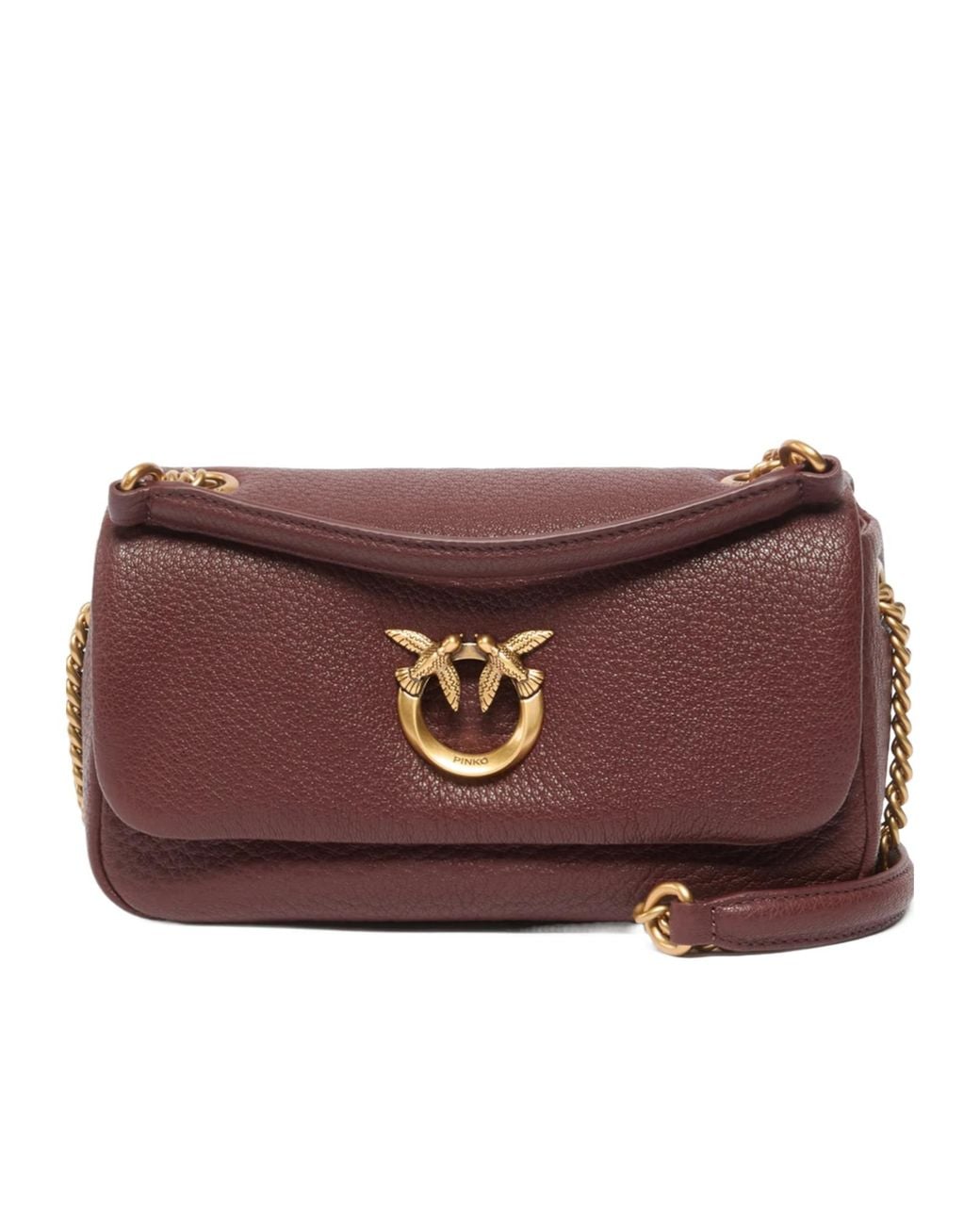 Pinko Purple Love Birds Foldover Top Shoulder Bag