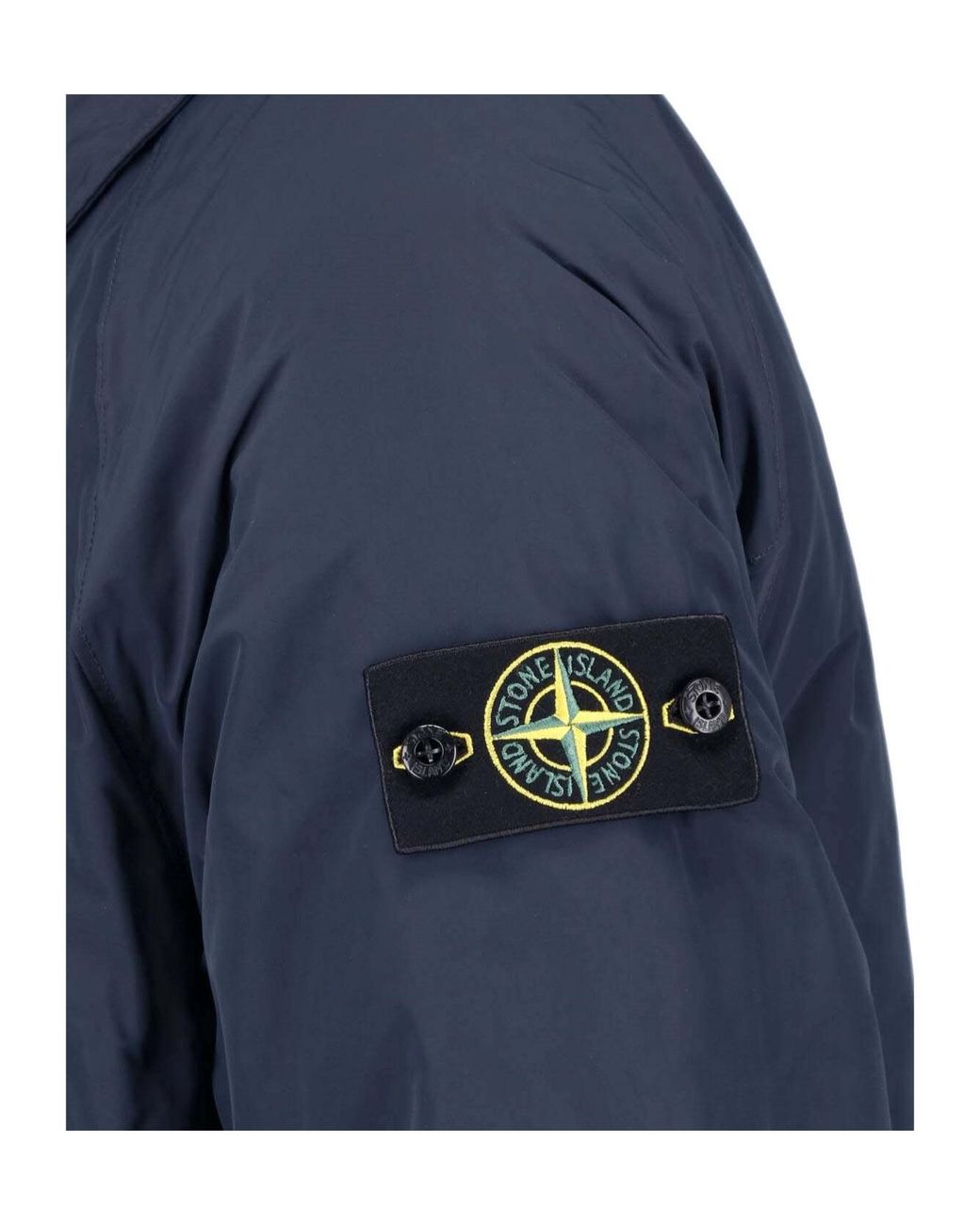 Stone Island Blue Insulated Logo Patch Coat for men