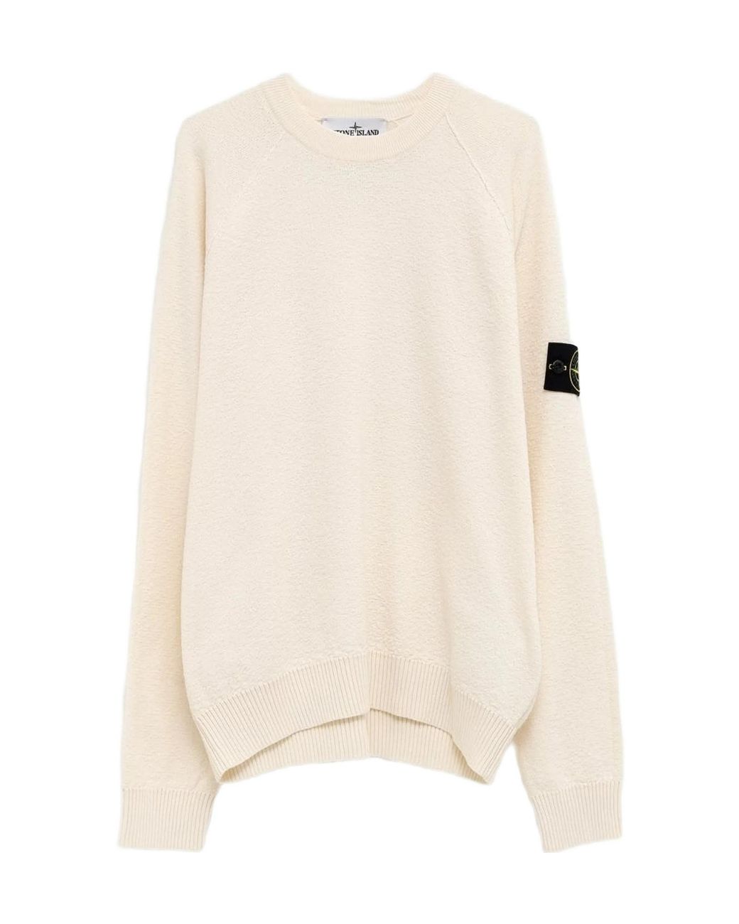 Stone Island Natural Logo Patch Crew Neck Knitted Sweater for men