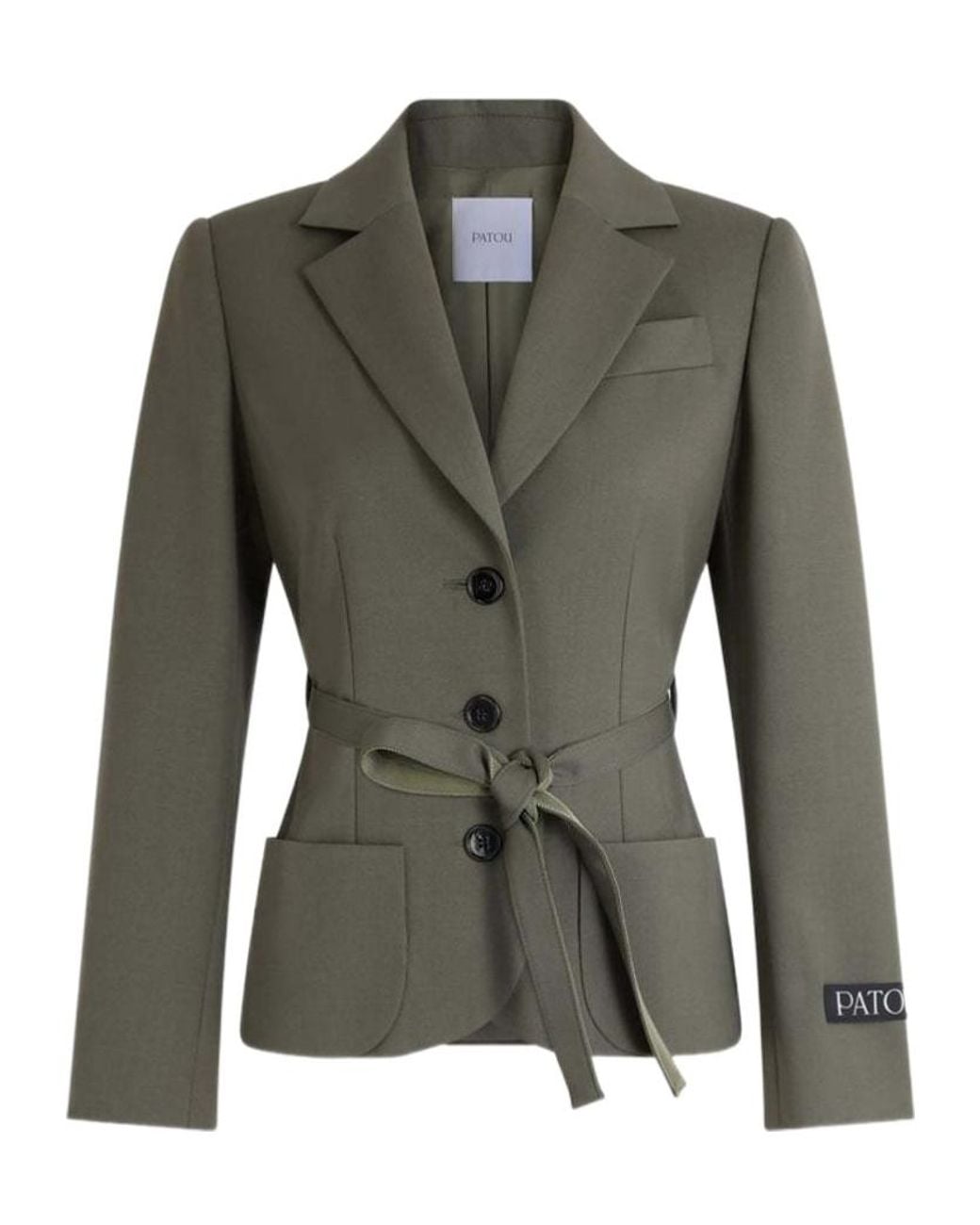 Patou Green Belted Single-Breasted Blazer