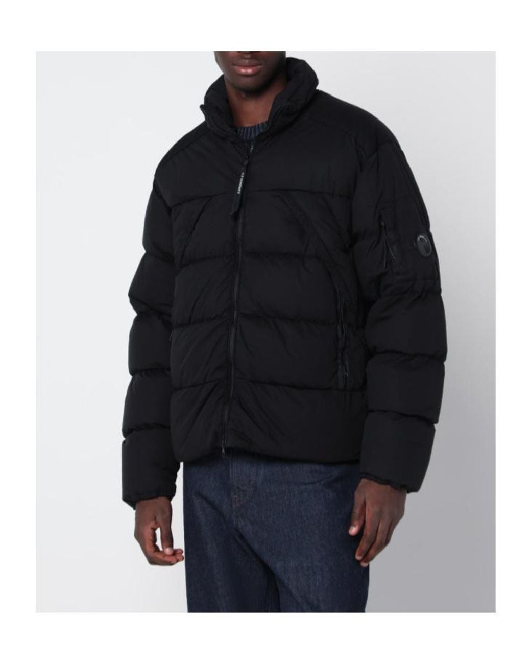 C P Company Blue Long-Sleeve Zip-Up Down Jacket for men