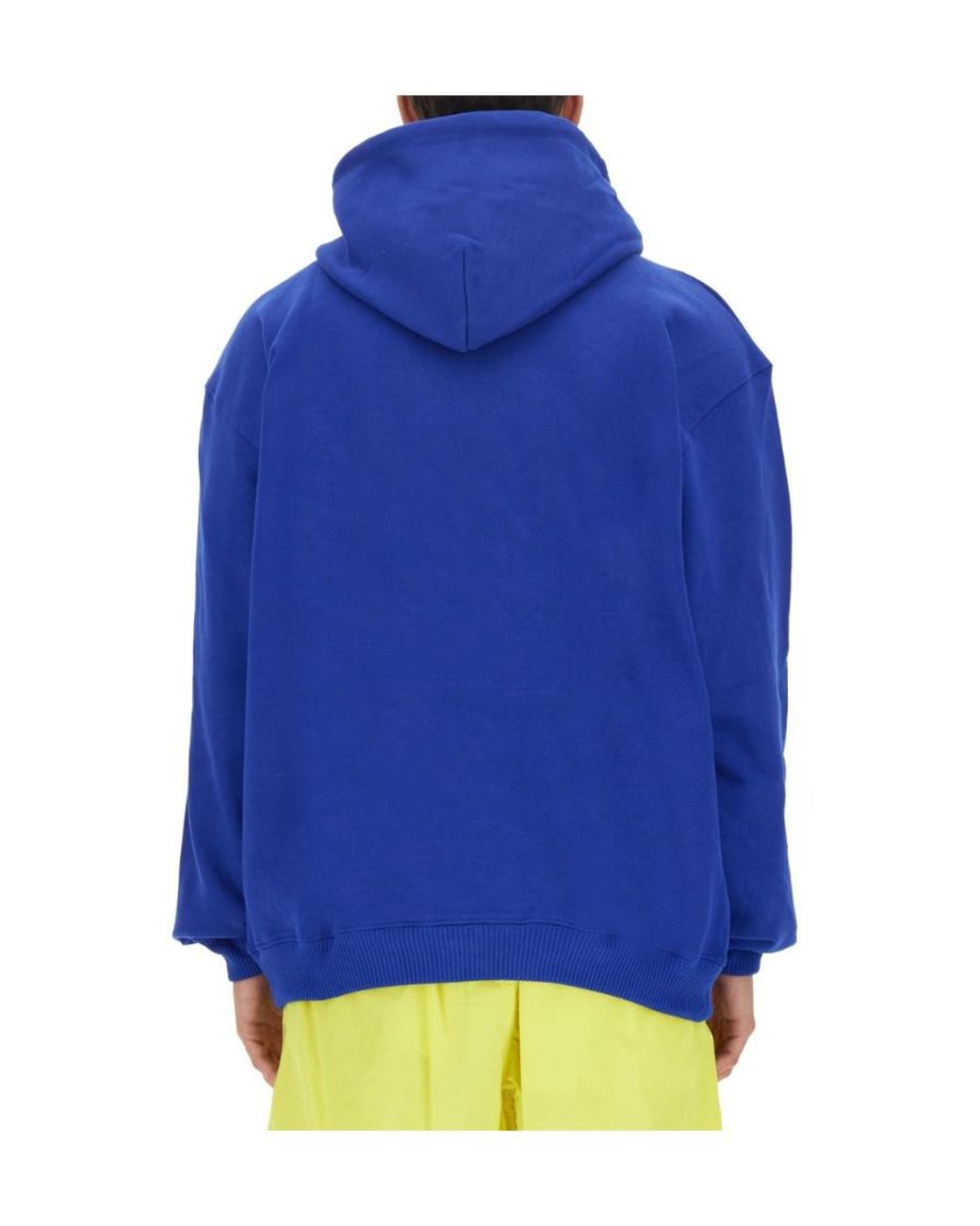 MSGM Blue Graphic Printed Drawstring Hoodie for men