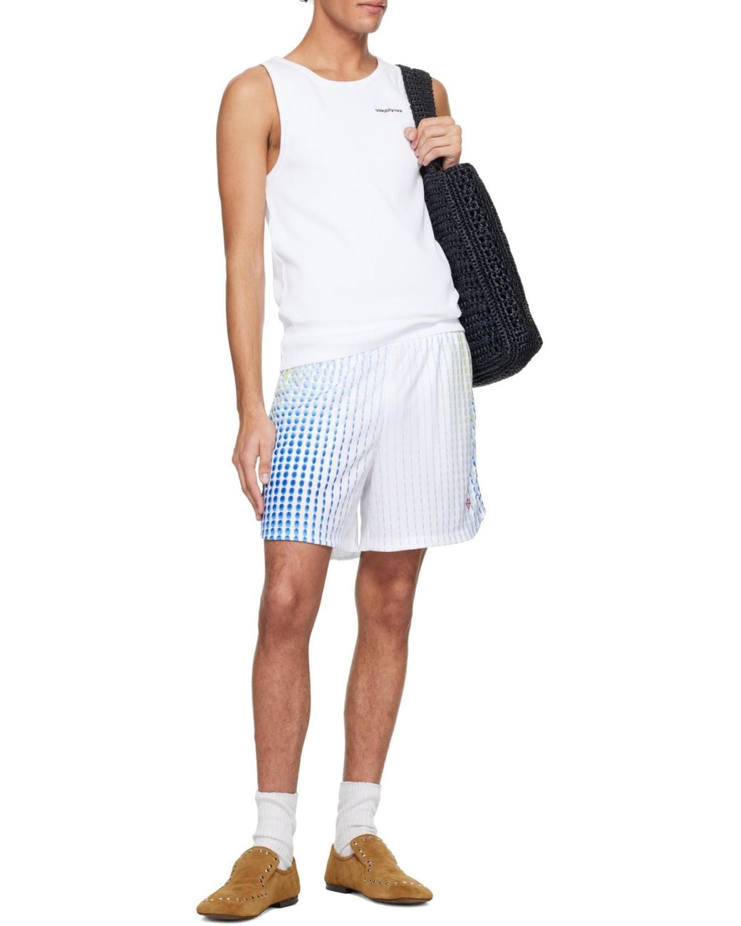 Casablanca White Ribbed Tank Top for men