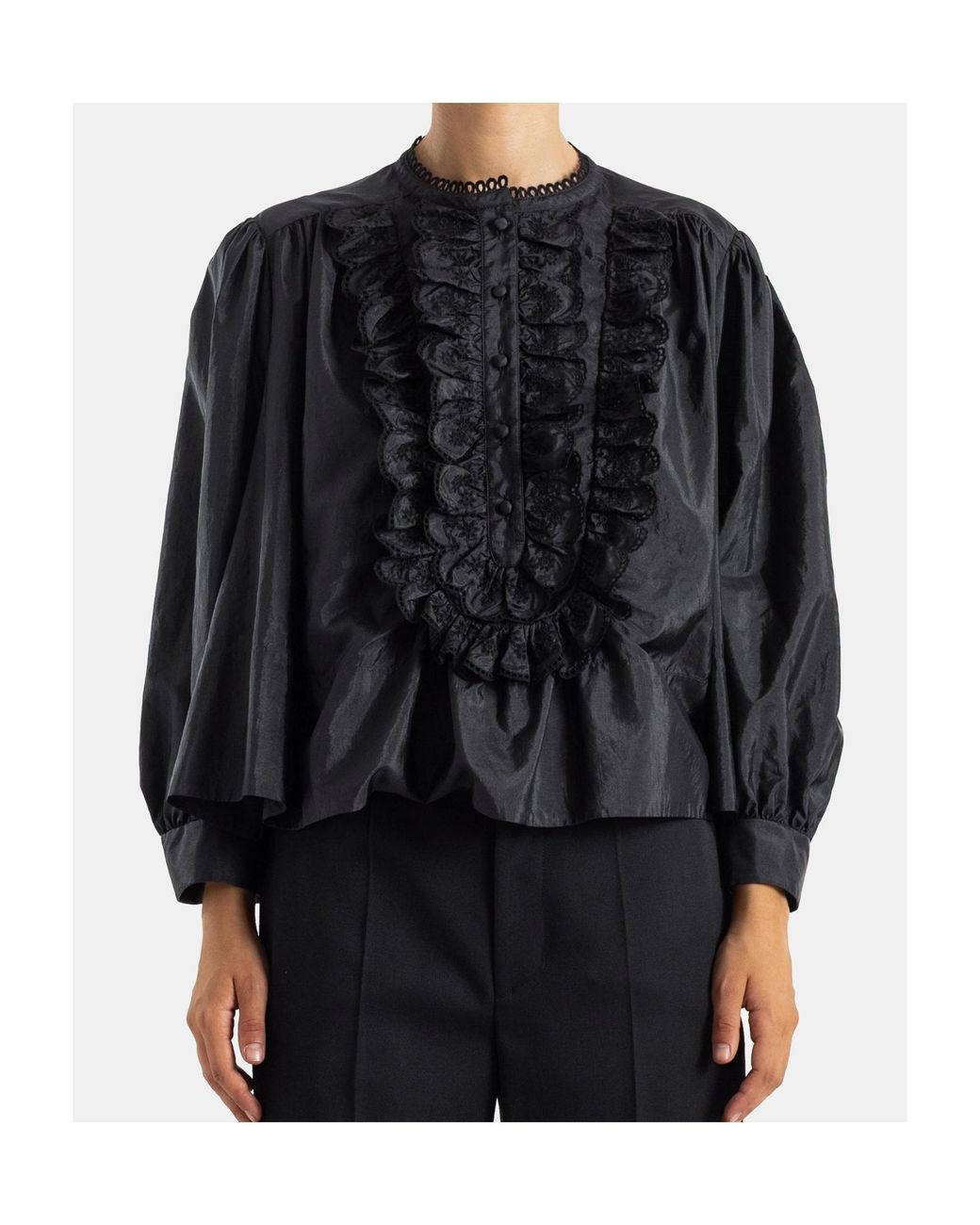 Chloé Black Chloé Gathered Ruffle Top