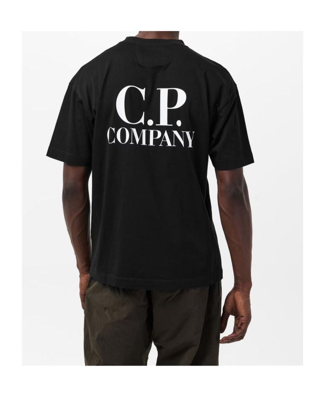 C P Company Black Logo Crew Neck T-Shirt for men
