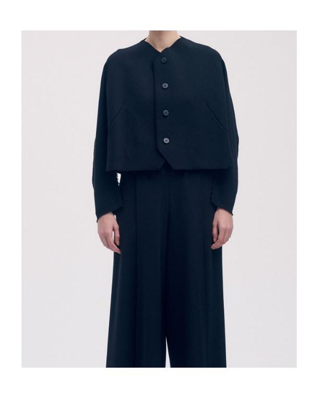 Issey Miyake Black V-Neck Buttoned Cardigan
