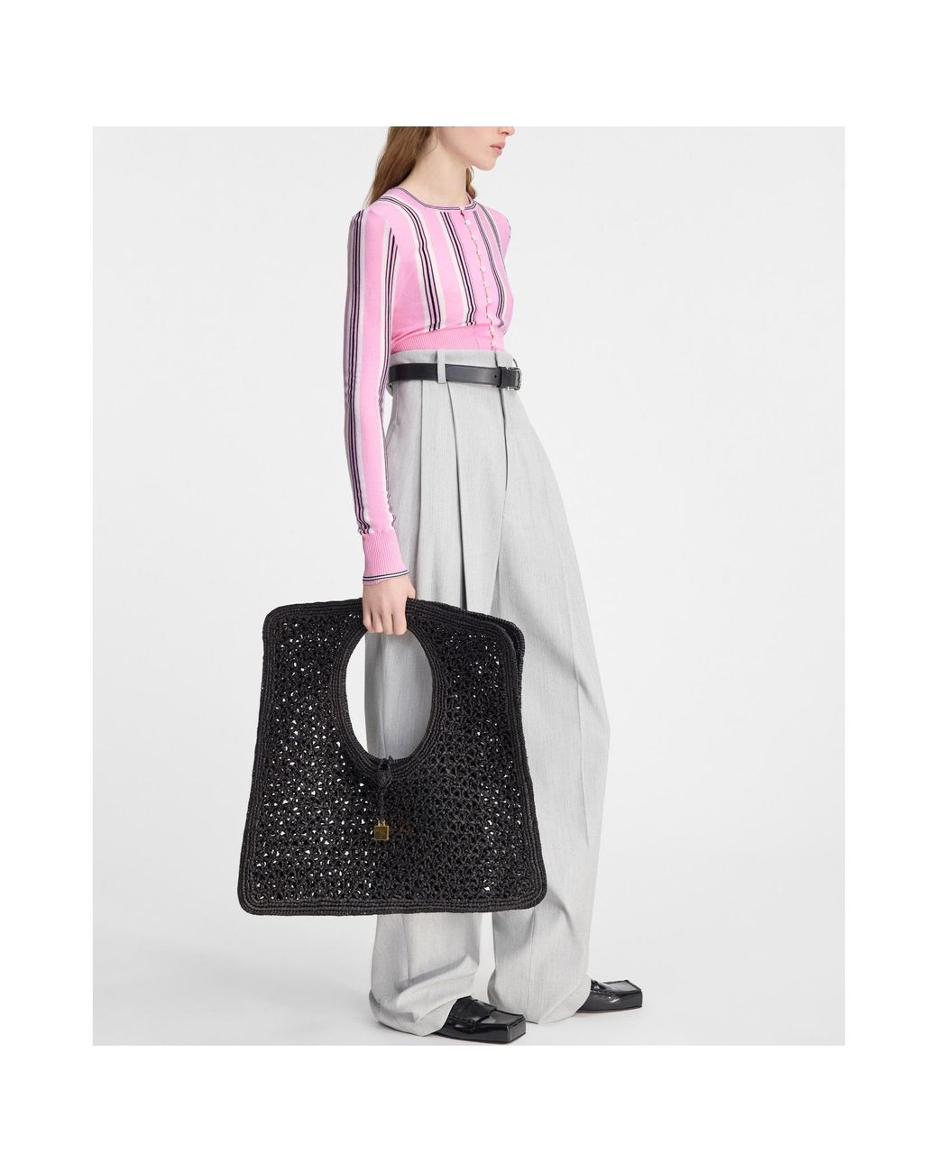 Jacquemus Pink Striped Crewneck Cardigan