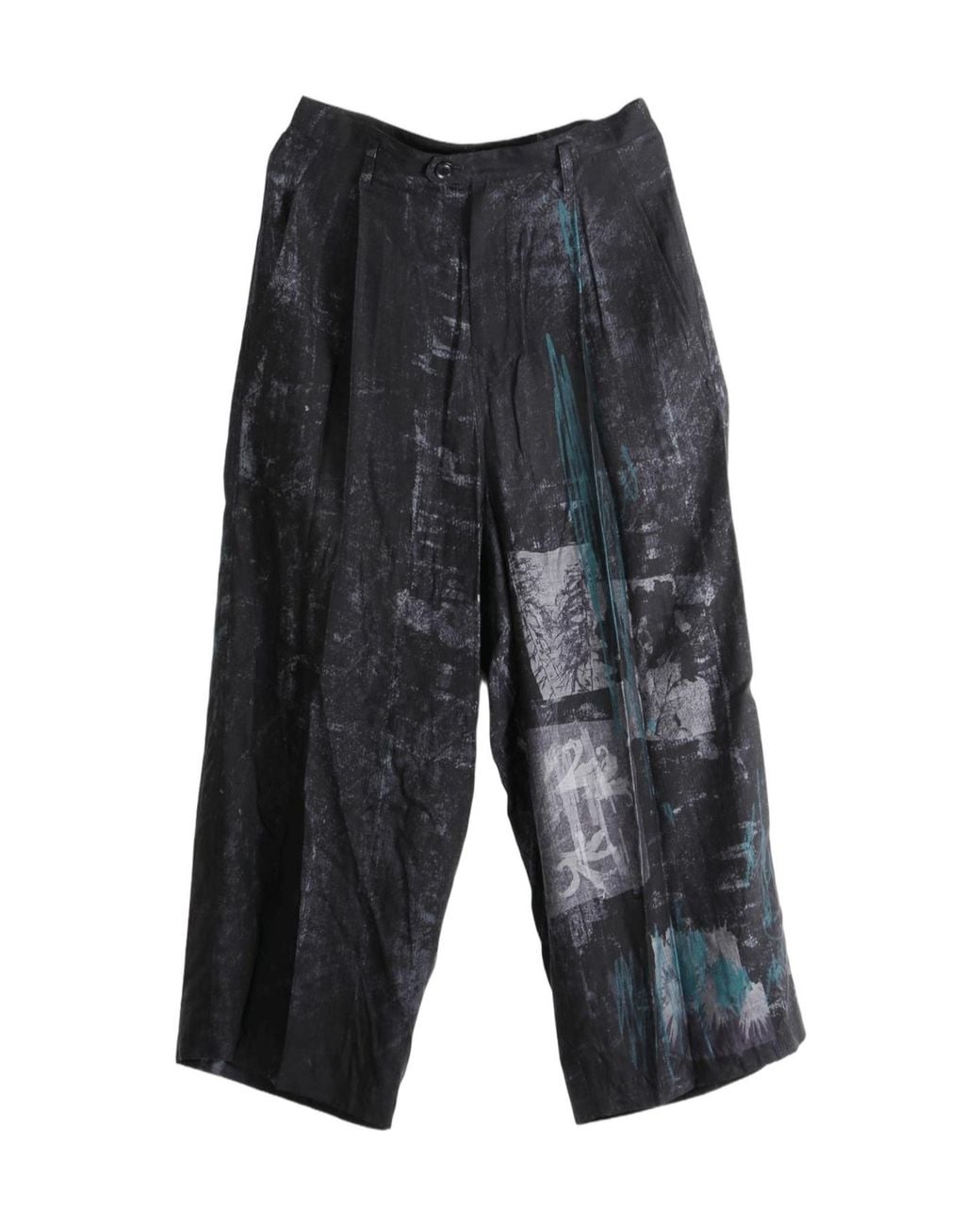 Y's Yohji Yamamoto Gray Cupro-Dungaree Twill Gather Pants
