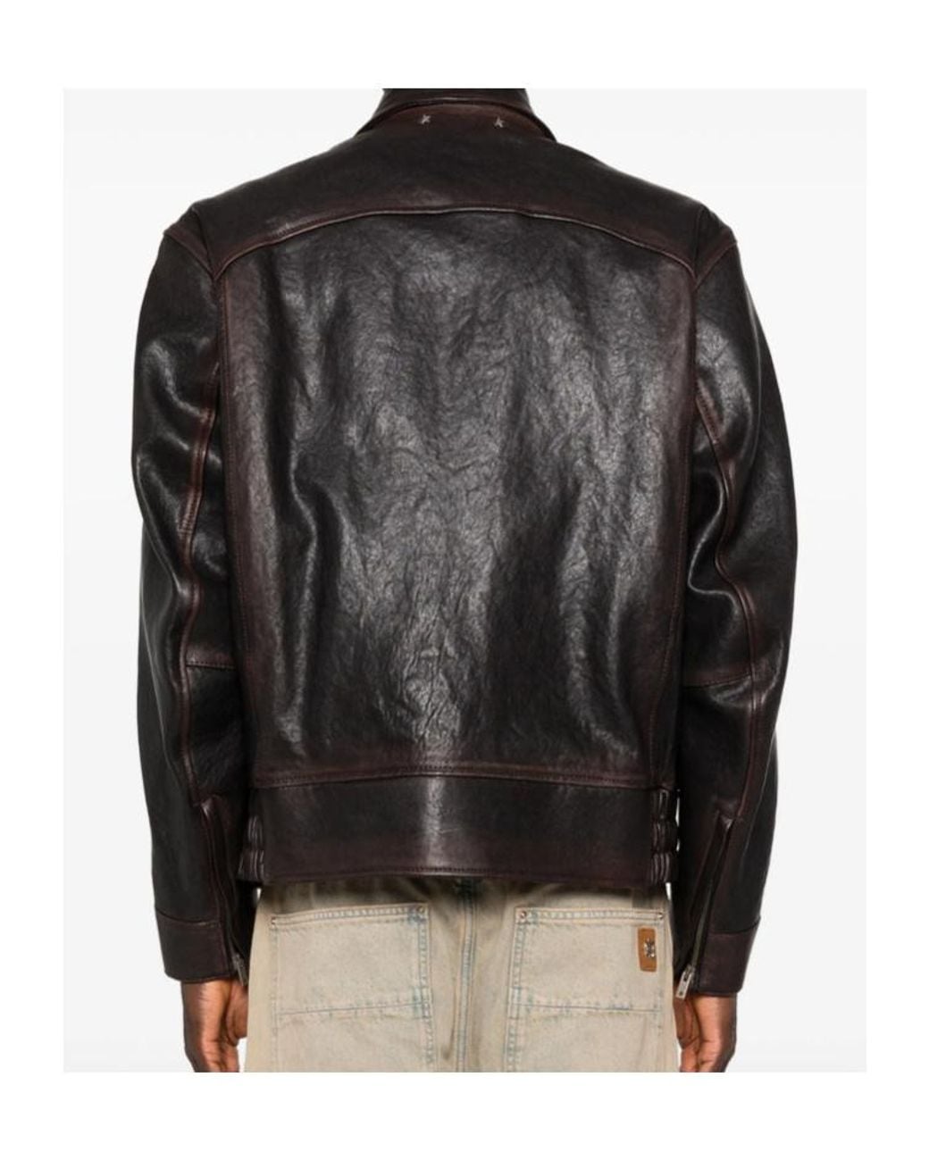 Golden Goose Deluxe Brand Black Leather Bomber Jacket for men