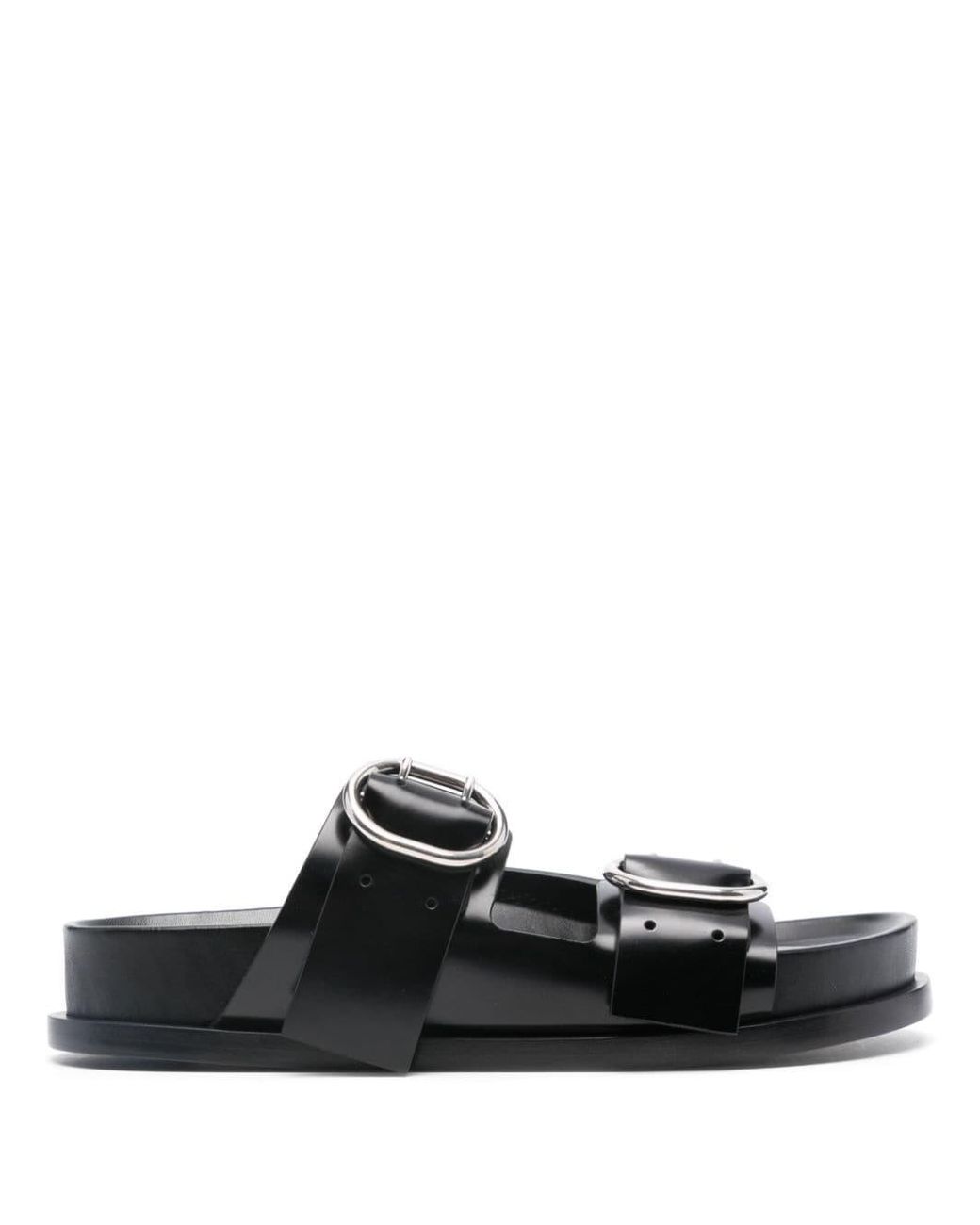 Jil Sander Black Buckled Leather Sandals