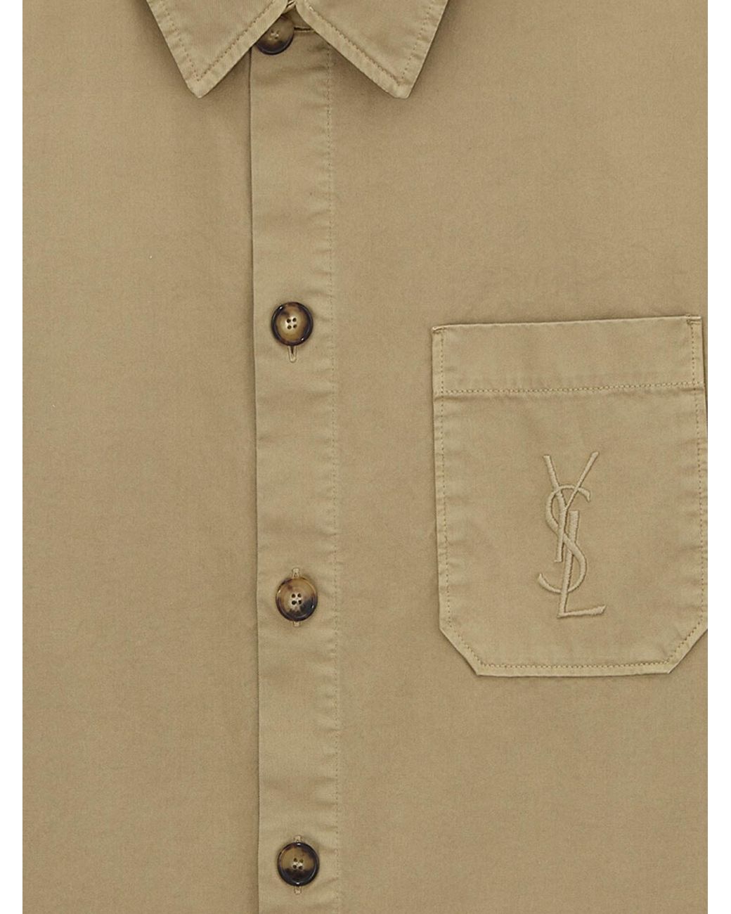 Saint Laurent Natural Cassandre Button-Up Overshirt for men