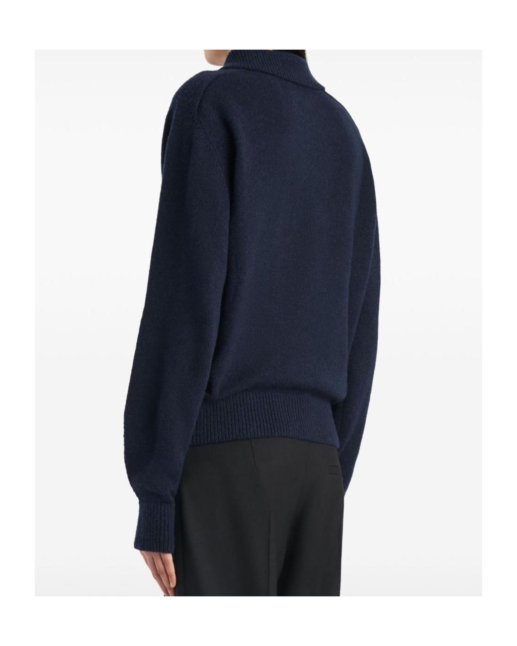 Khaite Blue Jackson Long-Sleeved Knitted Polo Shirt