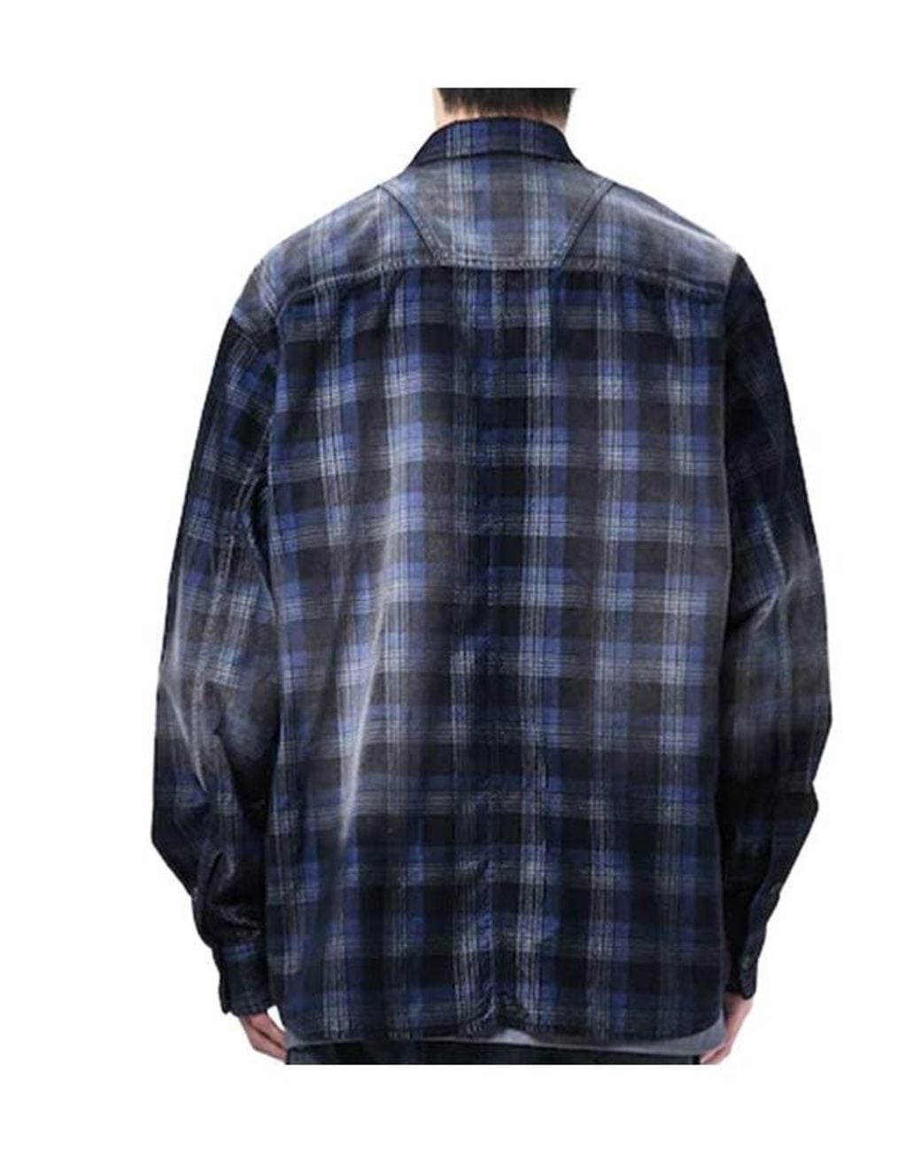 Juun.J Blue Long-Sleeve Plaid Shirt for men