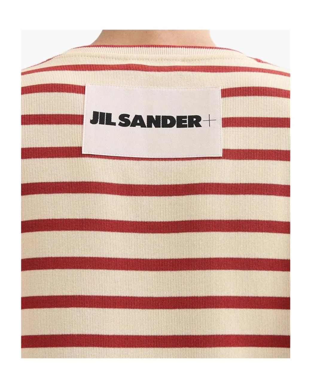 Jil Sander Pink Striped Logo Patch T-Shirt for men