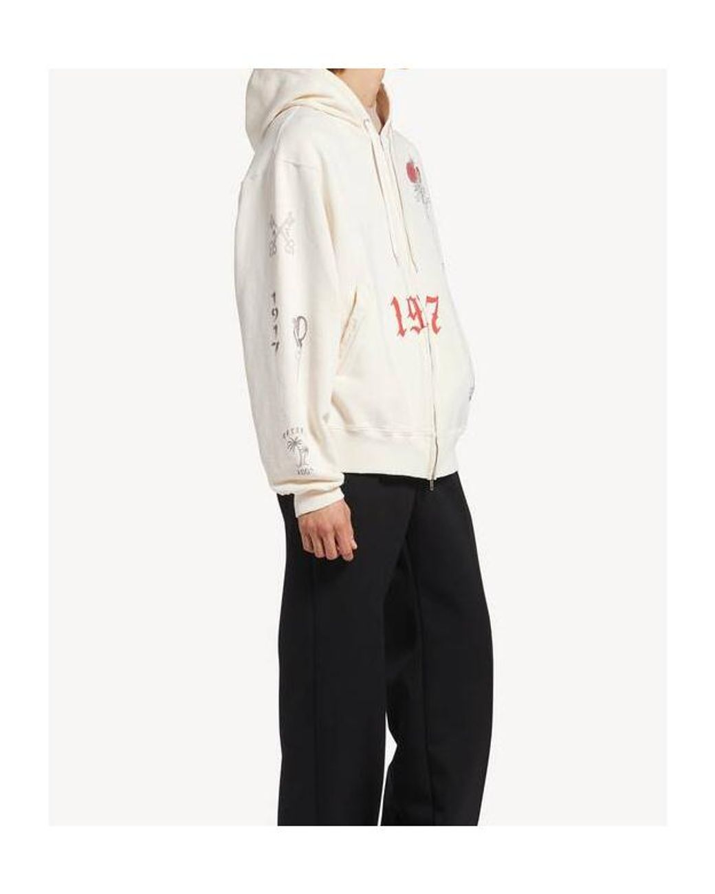 Balenciaga White Tattoo Oversized Zip-Up Hoodie for men