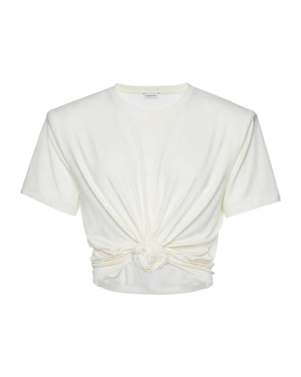 Magda Butrym White Ruched Knot Crop Top