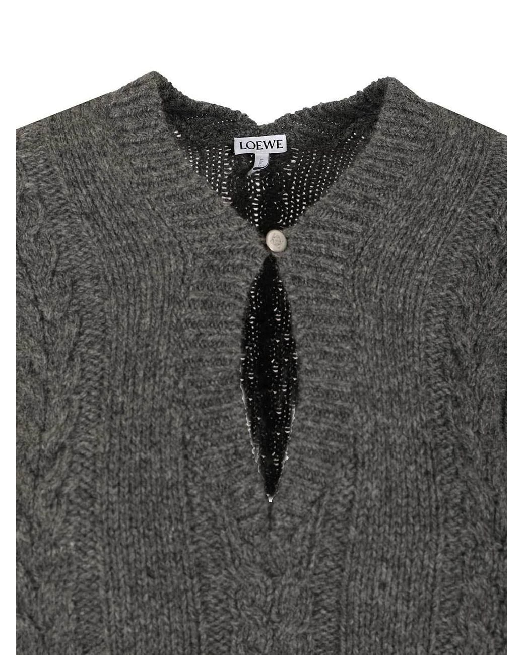 Loewe Gray V-Neck Knitted Jumper