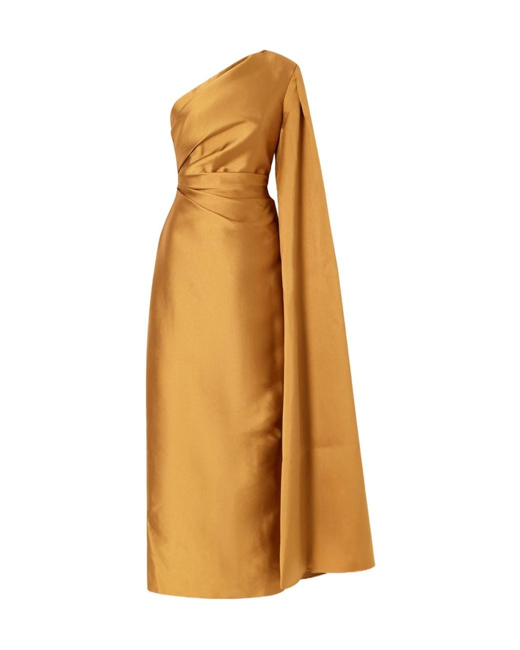 Solace London Natural One-Shoulder Twill Gown