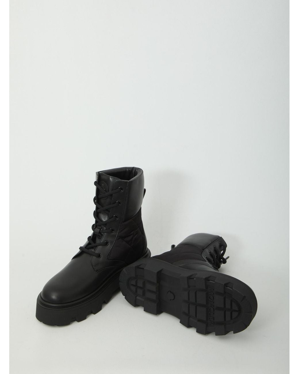 Moncler Black Aurea Logo Lace-Up Boots
