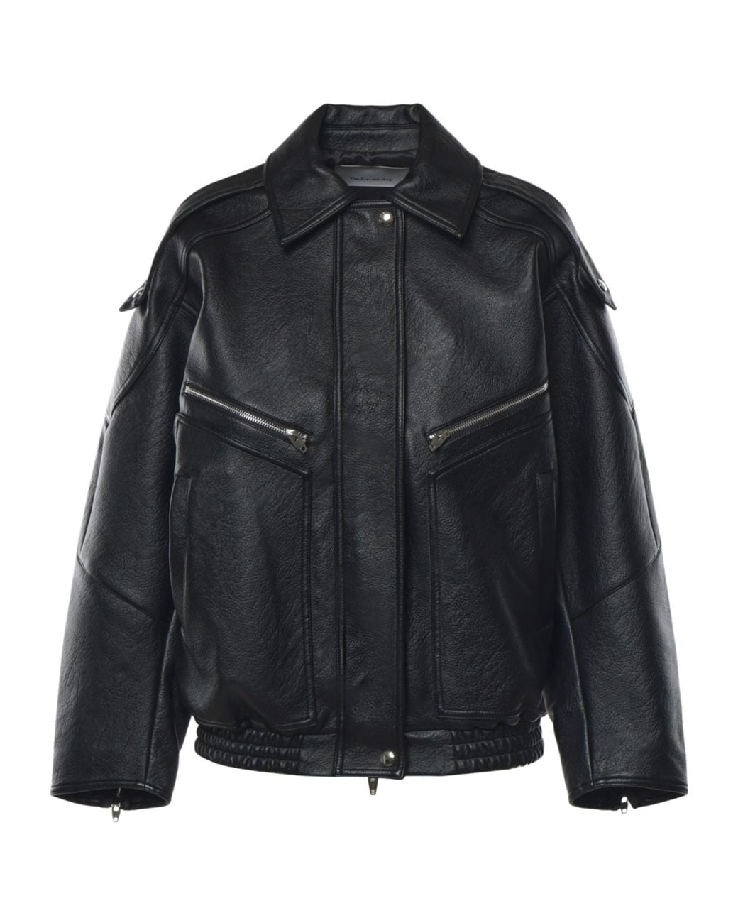 Frankie Shop Black Hudson Faux-Leather Zip-Up Jacket