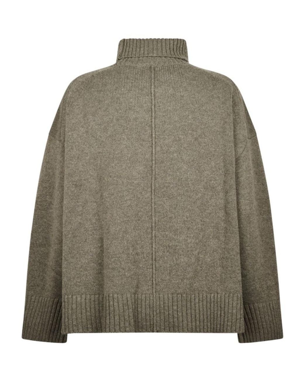 Soeur Green High-Neck Knit Sweater
