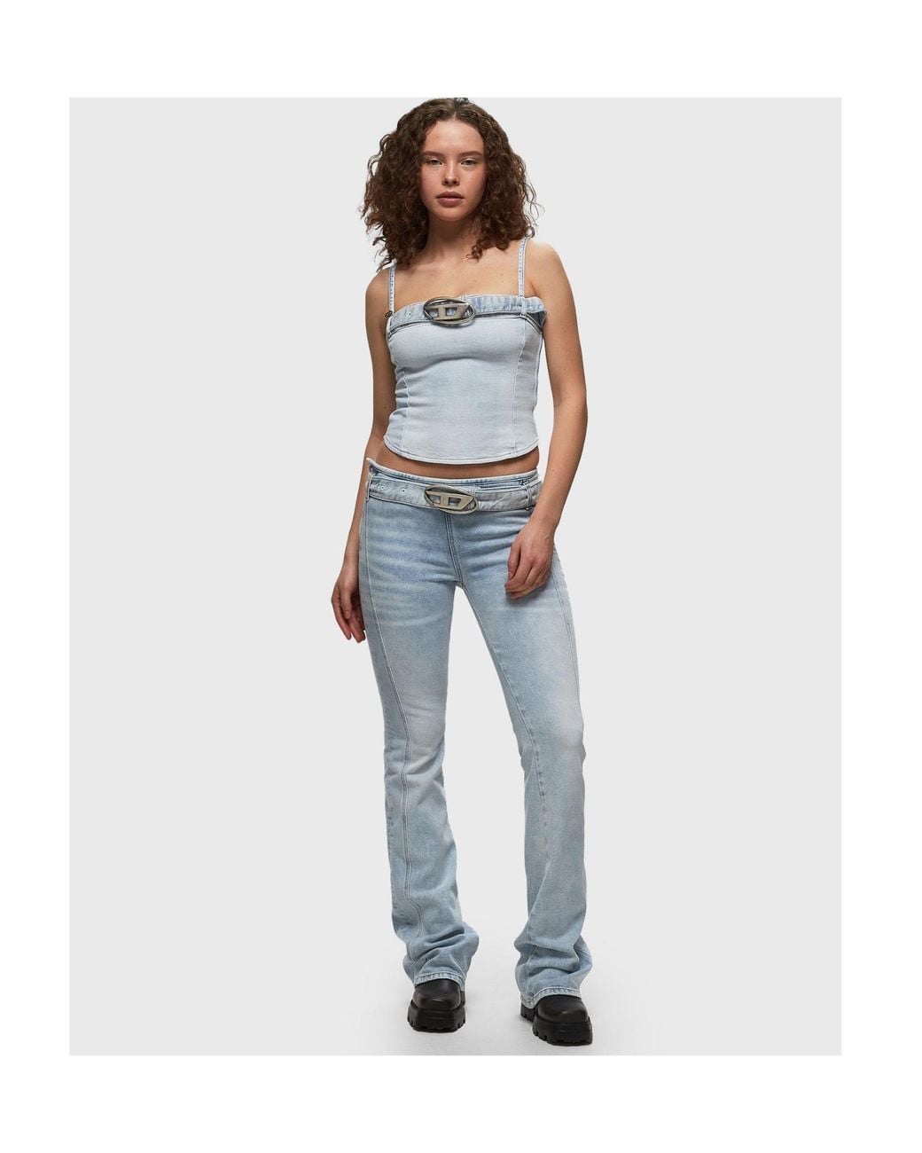 DIESEL Blue De-Lucy-S Logo Plaque Denim Tank Top