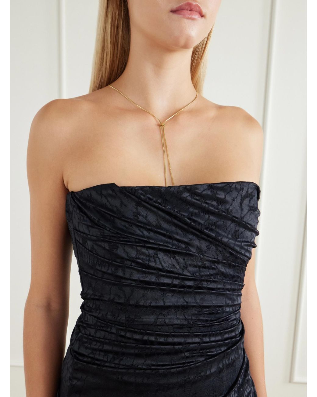 Alex Perry Black Gathered Leopard-Print Lace Bustier Mini Dress
