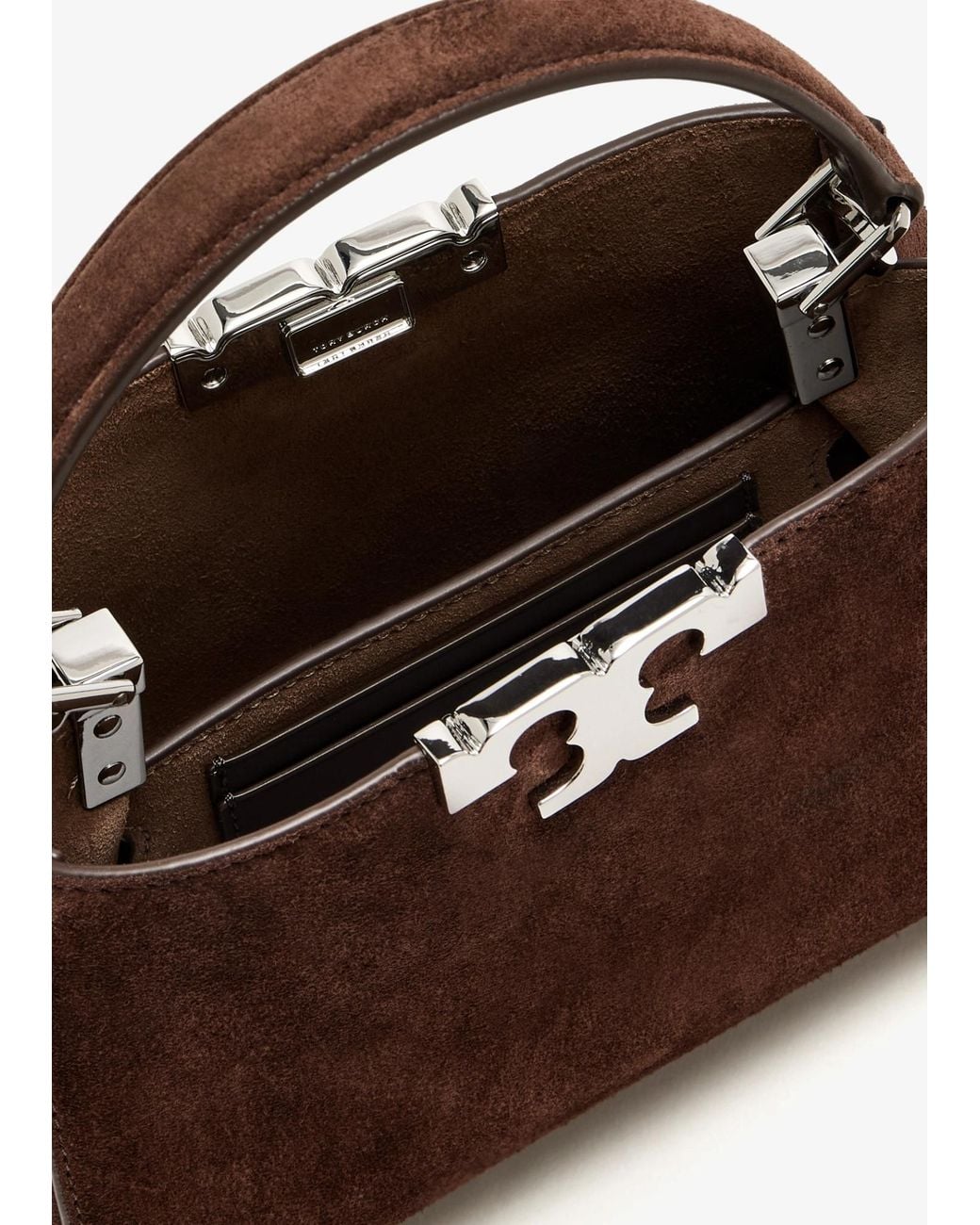 Tory Burch Brown Mini Eleanor Logo Plaque Satchel Bag