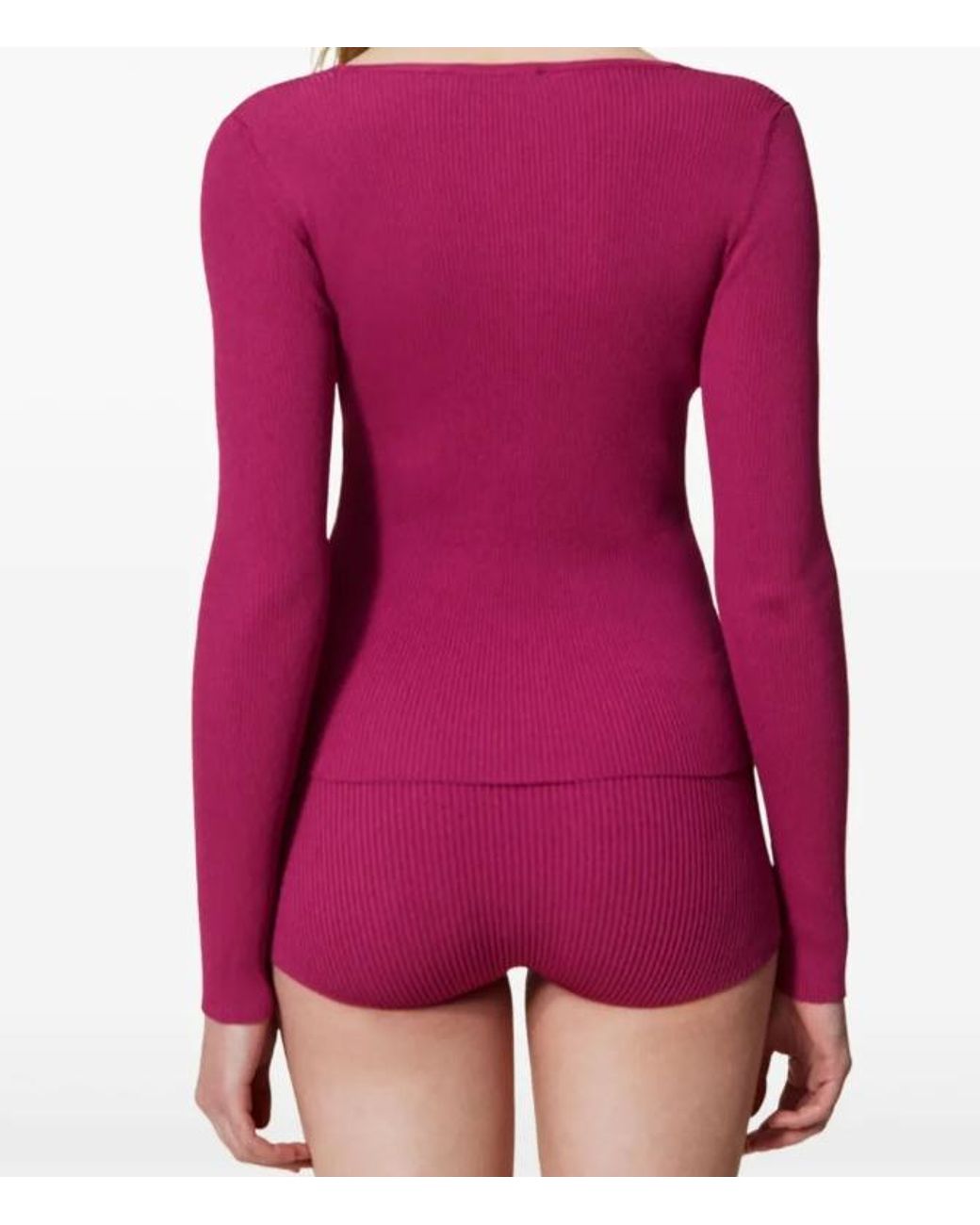 Twinset Pink Ribbed-Knit Jumper