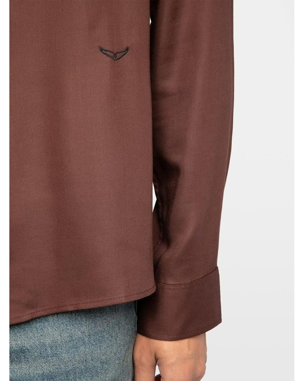 Zadig & Voltaire Purple Embroidered Long-Sleeve Shirt for men