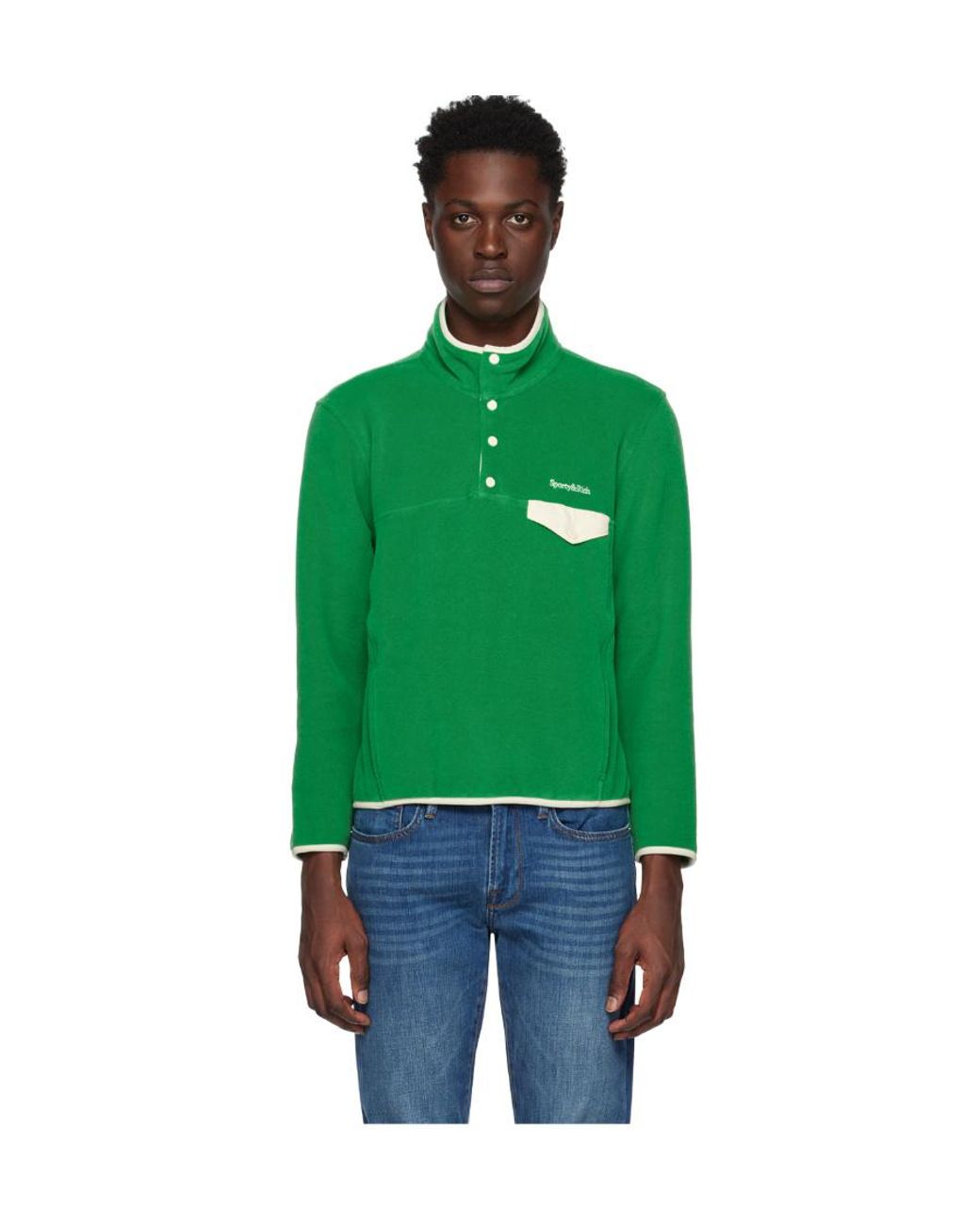 Sporty & Rich Green Funnel Neck Long-Sleeved Jumper