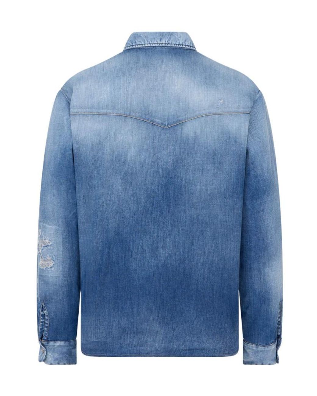 DSquared² Blue Padded Denim Shirt for men