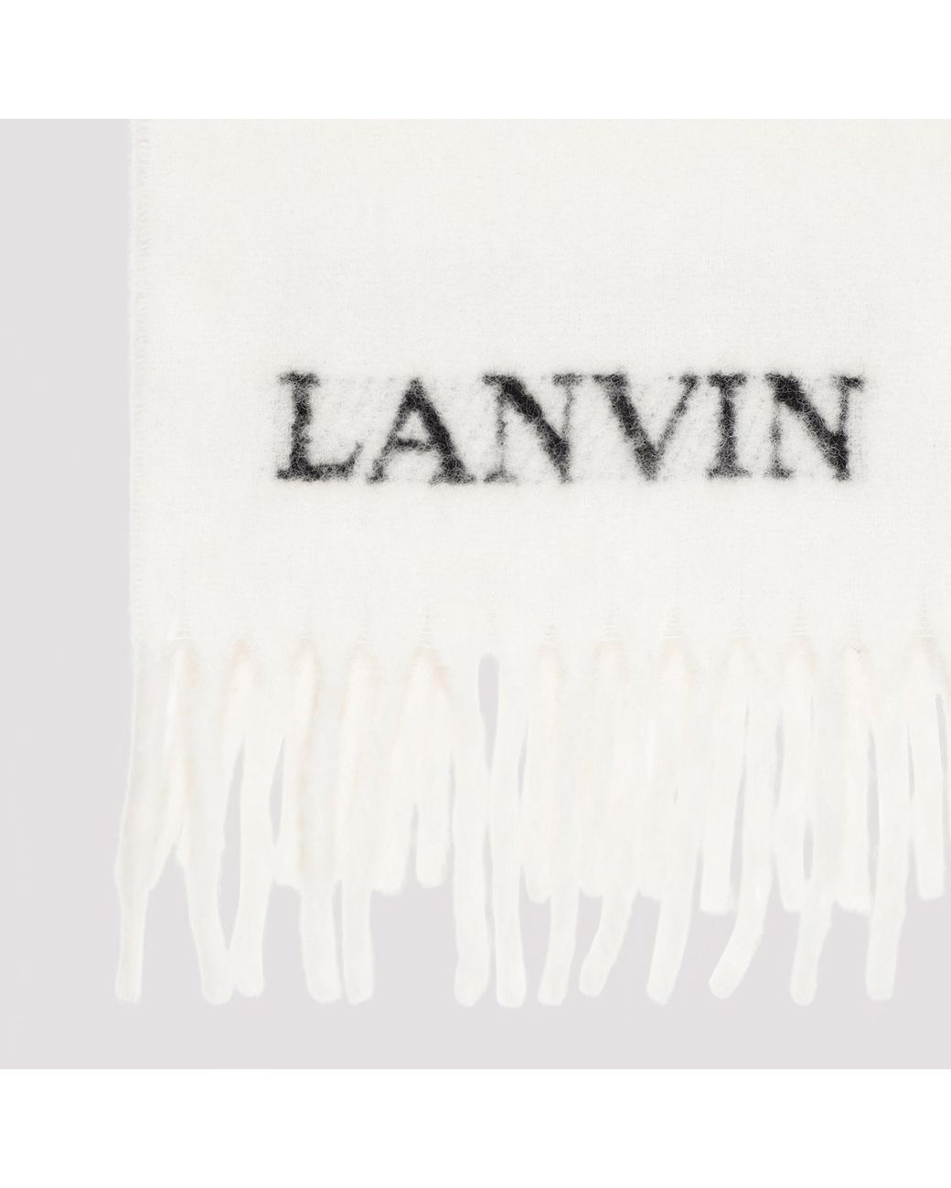 Lanvin White Logo Detailed Fringed-Edge Scarf for men