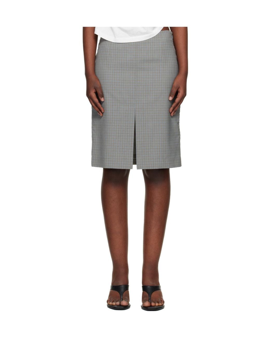 Our Legacy Gray Siren Plaid Midi Skirt