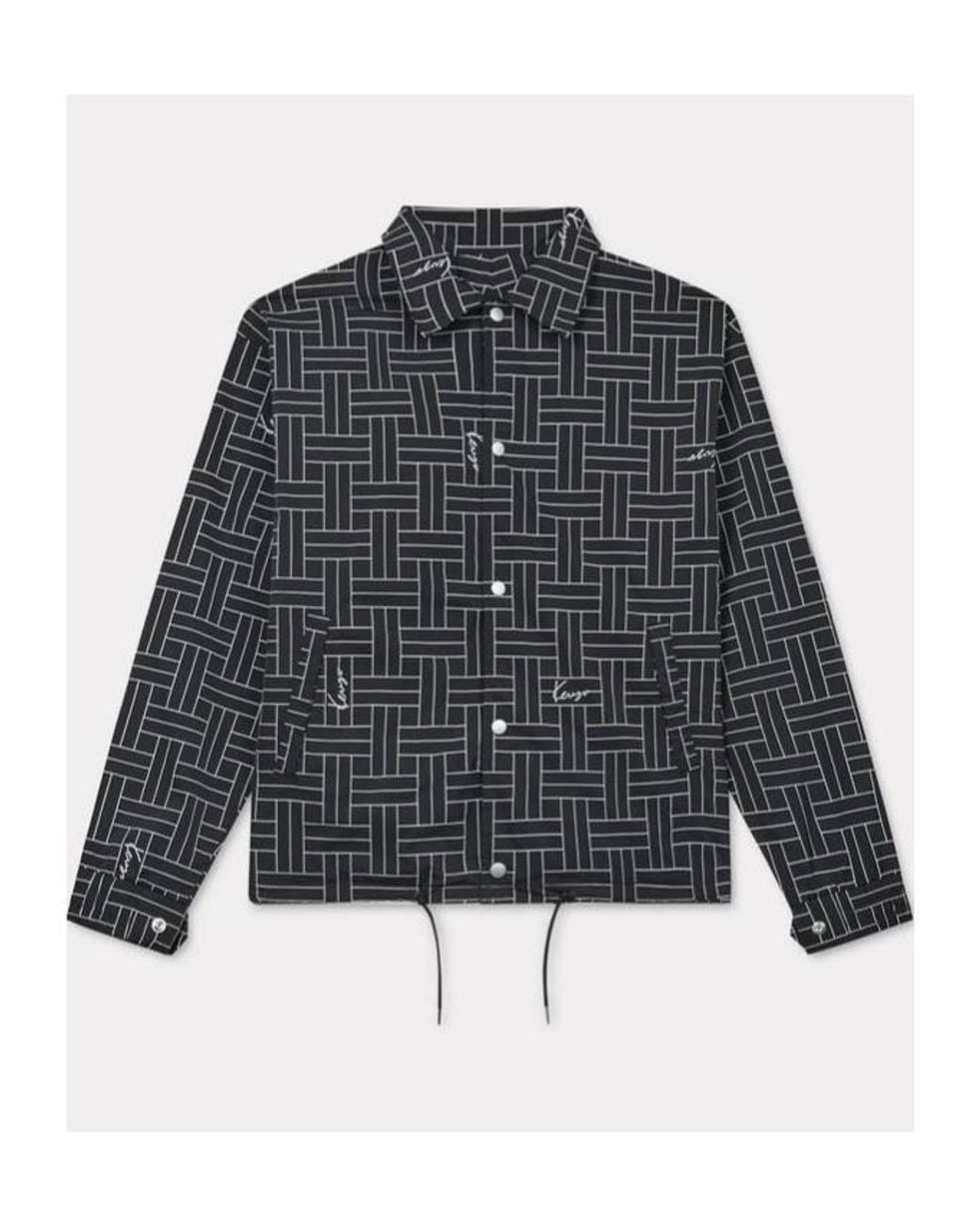 KENZO Black Weave Printed Windbreaker for men