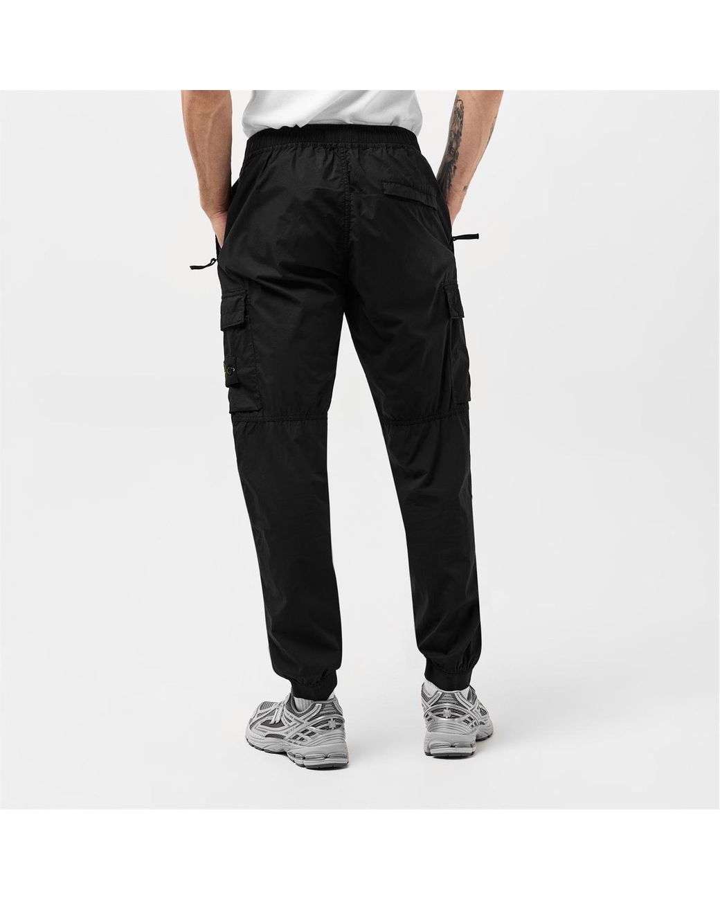 Stone Island Black Tela Cargo Trousers for men