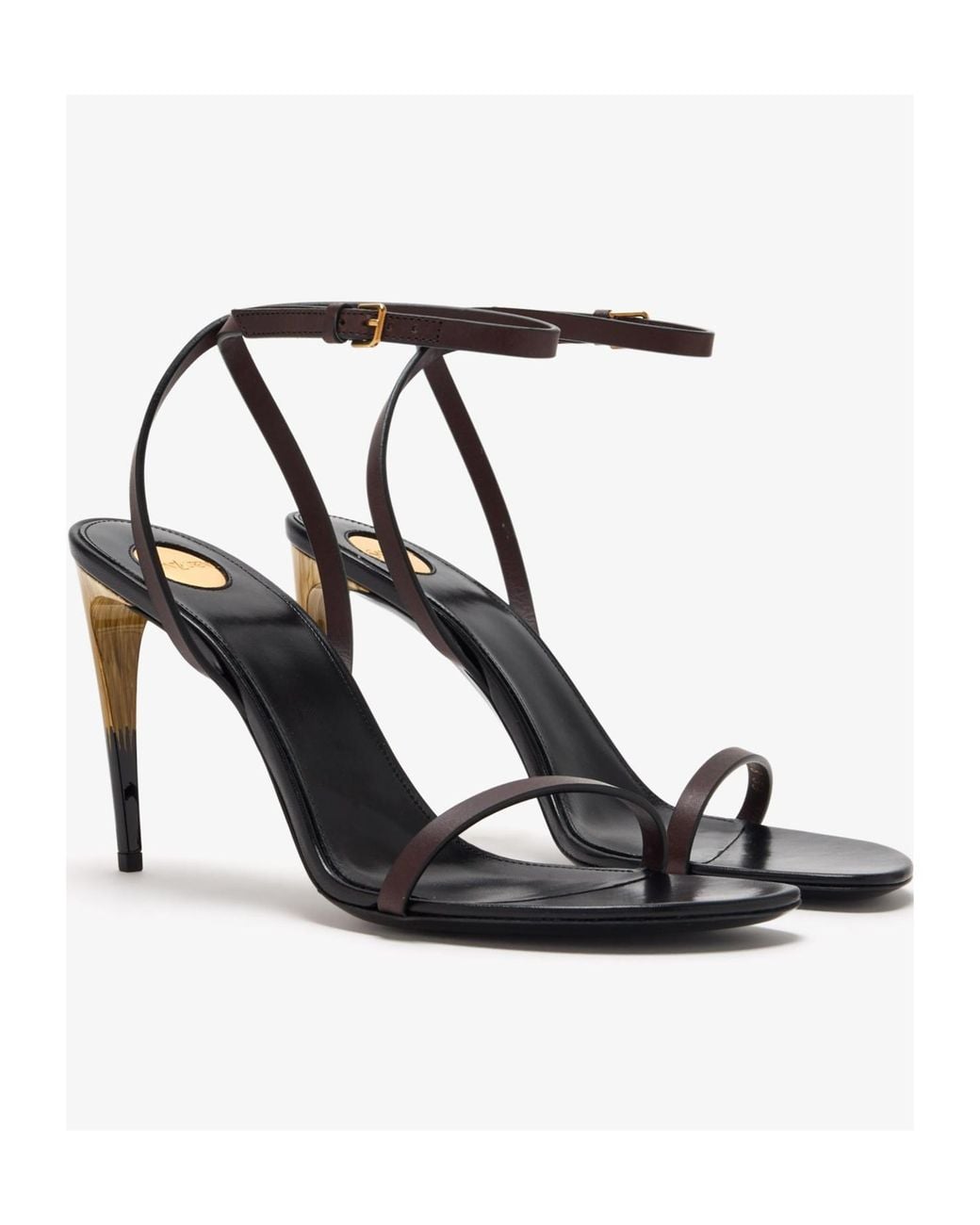 Saint Laurent White Ankle-Strap Heeled Sandals