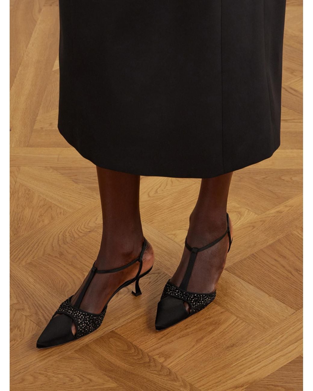 Manolo Blahnik Black Spliced Mesh High Heels