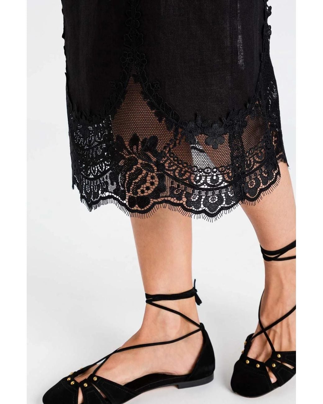Twinset Black Scalloped Lace Hem Skirt