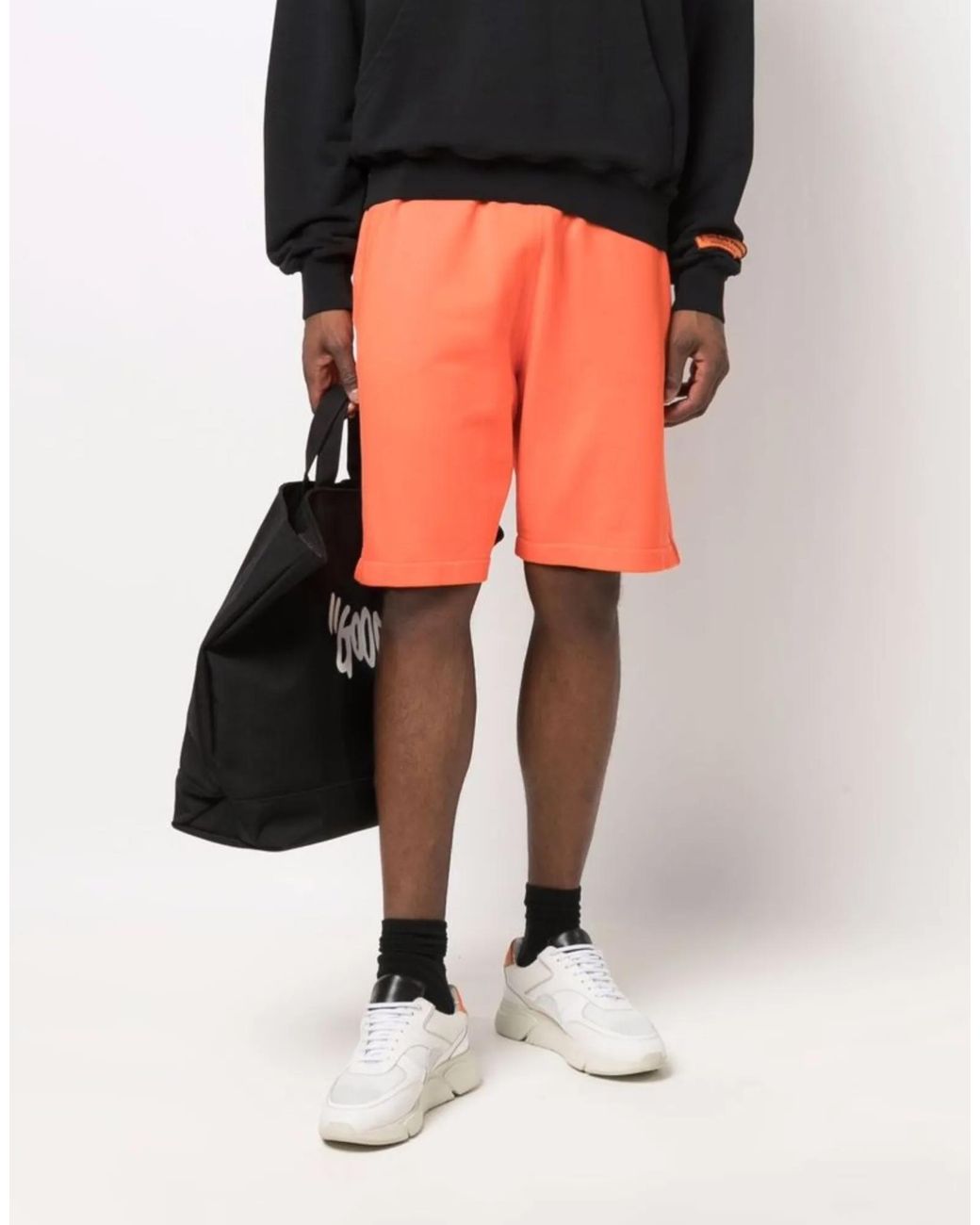Heron Preston Orange Logo Shorts for men