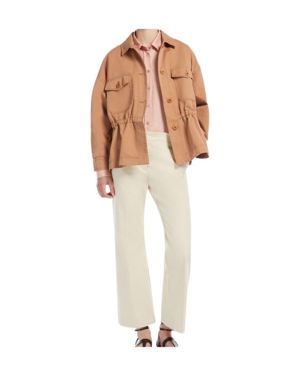 Weekend by Maxmara White Stretch Gabardine Flared Trousers