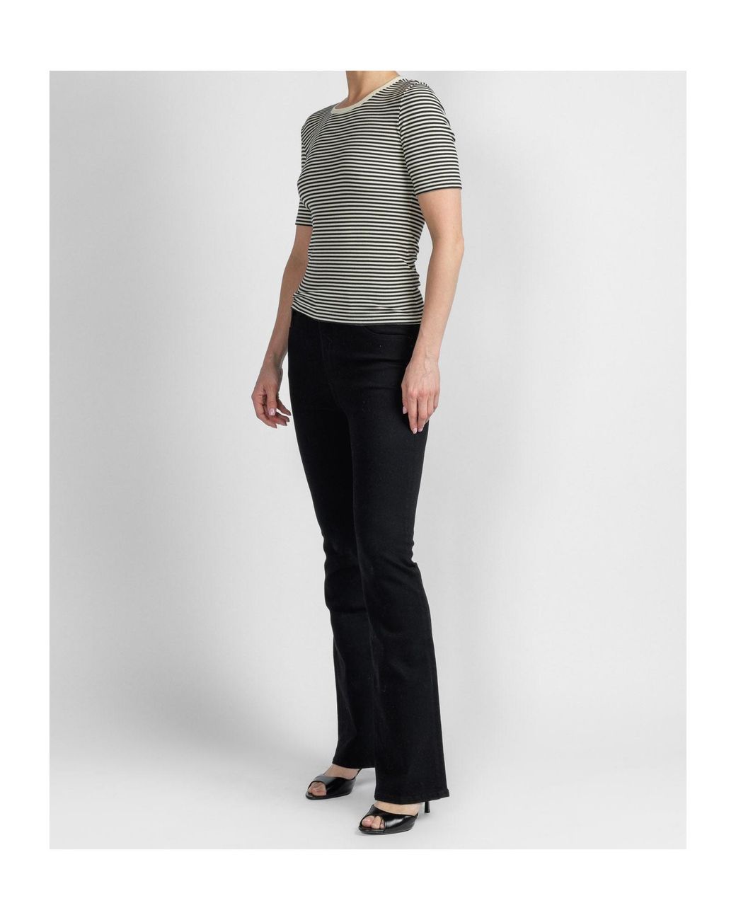 FRAME Gray Fine Rib Crewneck T-Shirt