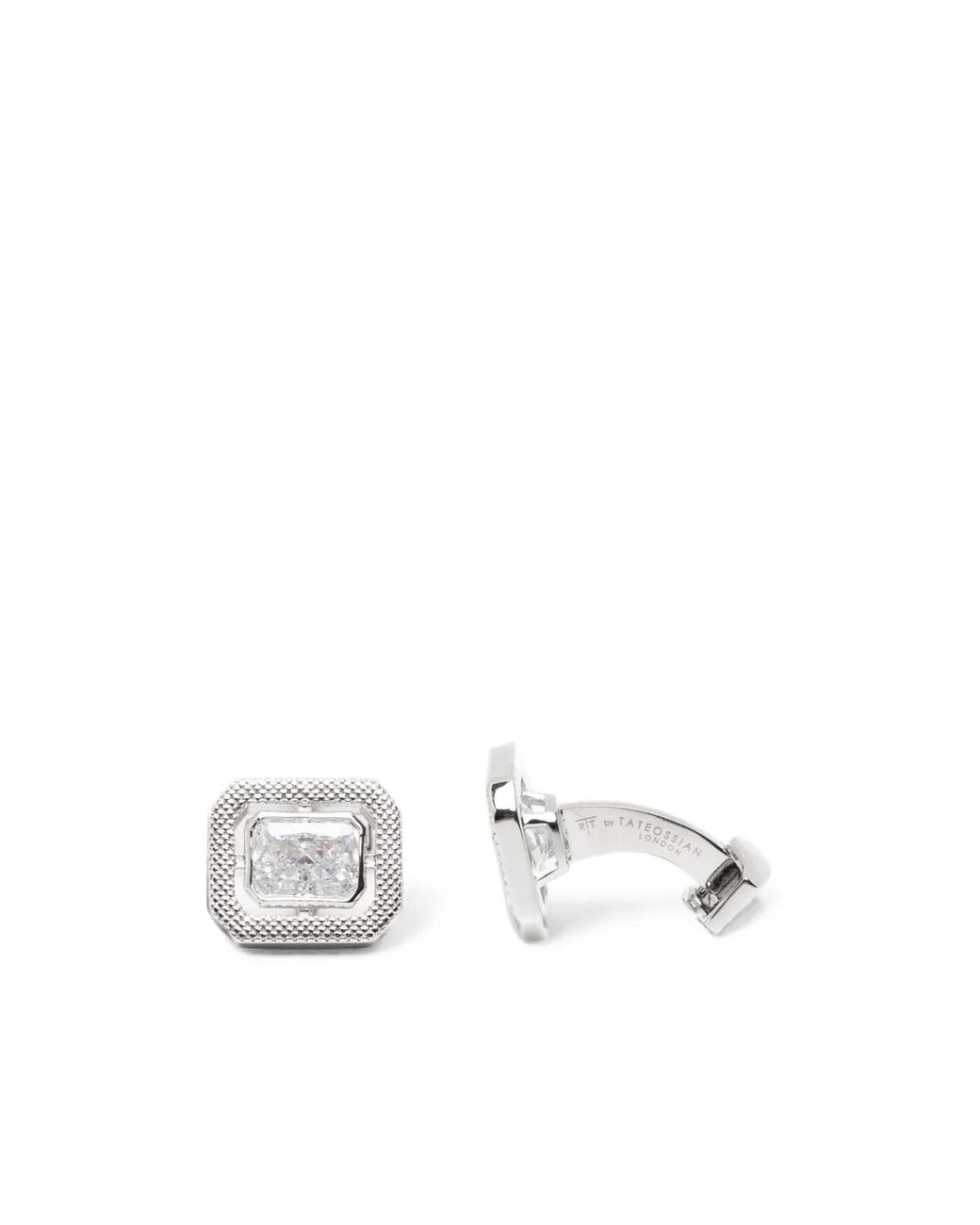 Tateossian White Crystal-Embellished Cufflinks for men