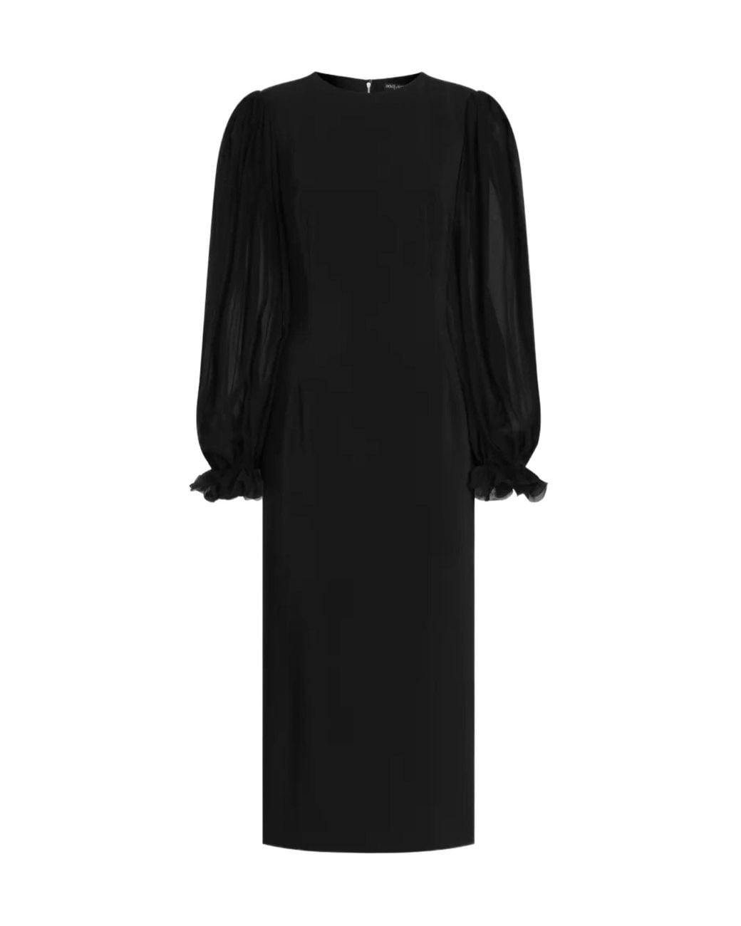Dolce & Gabbana Black Puff Sleeved Midi Dress