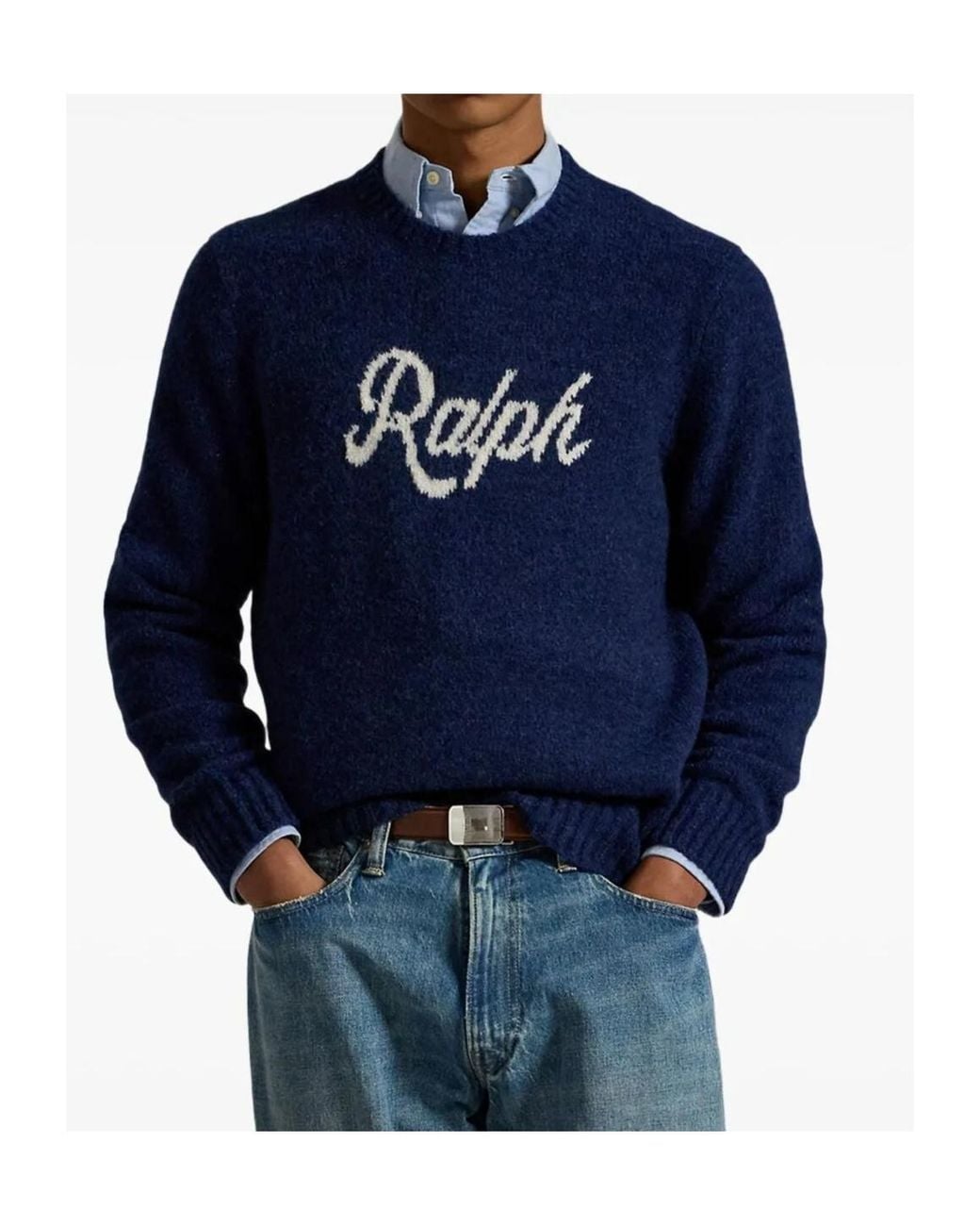 Polo Ralph Lauren Blue Authentic Logo Knit Jumper for men