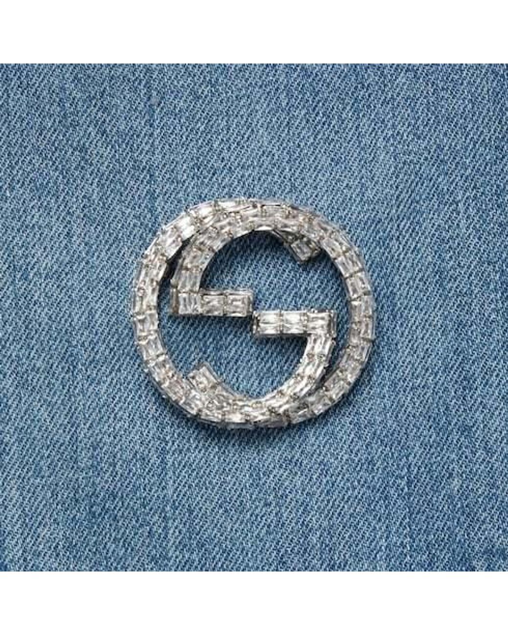 Gucci Blue Logo Plaque Collared Long-Sleeve Shirt