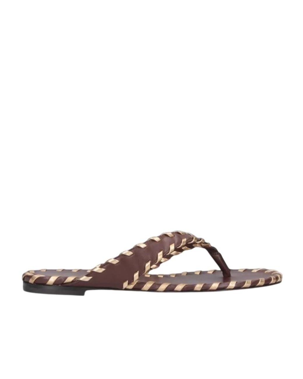 Gianvito Rossi Brown Braided Thong Strap Flat Sandals