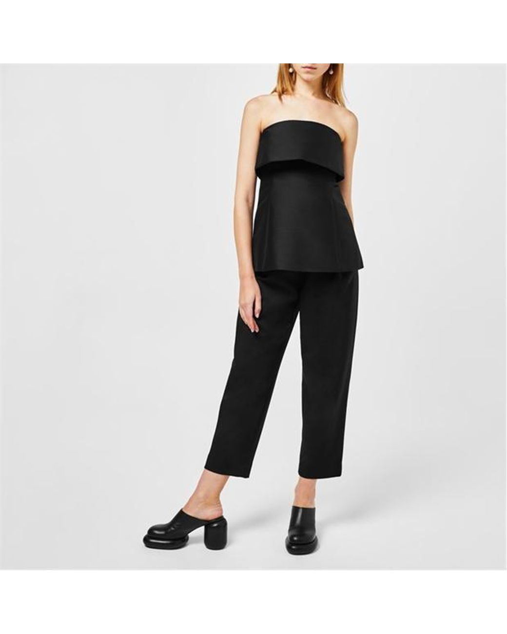 Totême Black Deep-Pleated Straight Pants